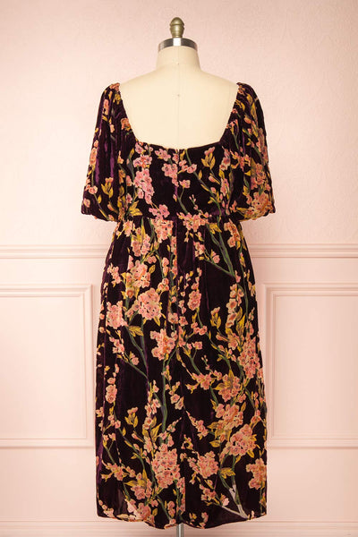 Florizella Floral Midi Dress w/ Puff Sleeves | Boutique 1861 back plus size