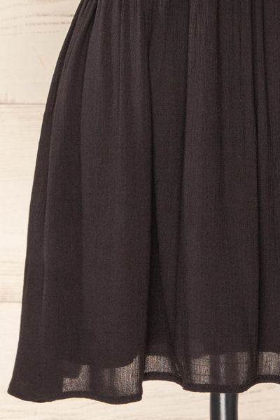 Forgia Black Short Faux-Linen V-Neck Dress | La petite garçonne bottom