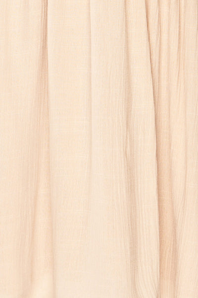 Forgia Taupe Short Faux-Linen V-Neck Dress | La petite garçonne fabric