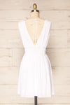 Forgia White Short Faux-Linen V-Neck Dress | La petite garçonne back view