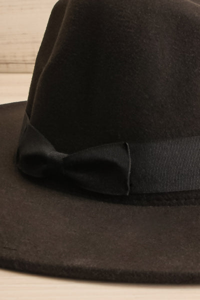 Fraises Des Bois Black Wide Brim Felt Hat | La petite garçonne close-up