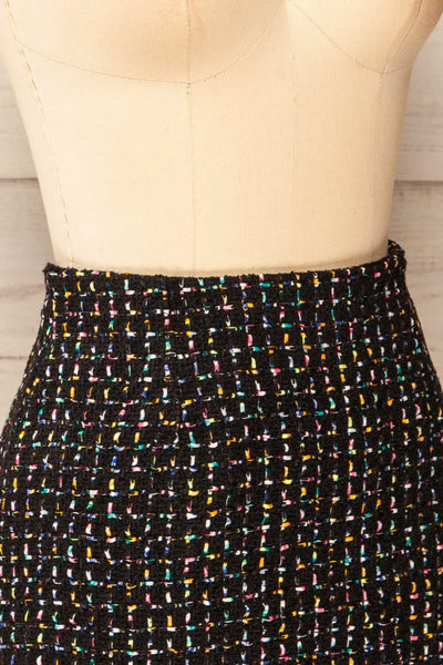 Francfort Black Tweed High-Waisted Mini Skirt | La petite garçonne side close-up
