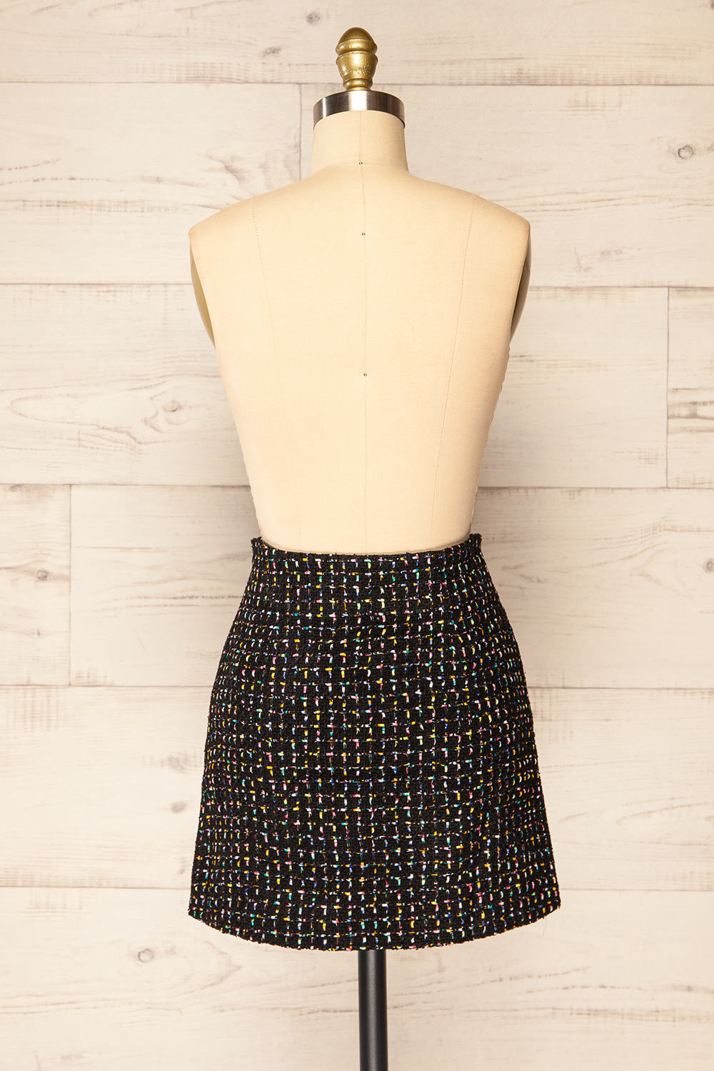 Francfort Black Tweed High-Waisted Mini Skirt | La petite garçonne back view