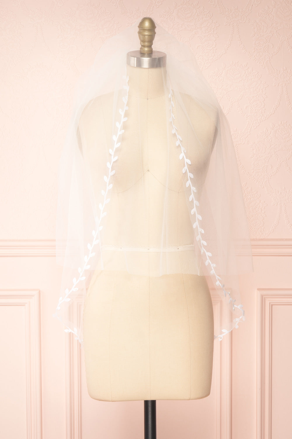 Frêne à Fleurs Bridal Veil w/ Floral Appliqué & Pearls | Boudoir 1861 front over