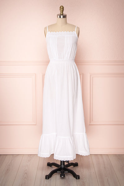 Fritha White Maxi A-Line Summer Dress with Lace | Boutique 1861