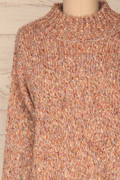 Fritzleen Pink High-Neck Knit Sweater | La Petite Garçonne front close-up