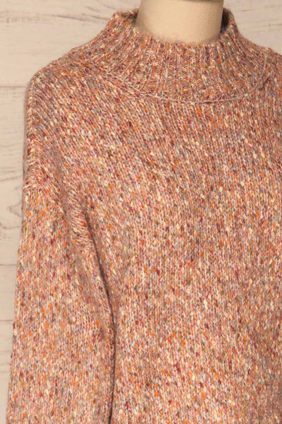 Fritzleen Pink High-Neck Knit Sweater | La Petite Garçonne side close-up