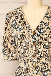 Frona Leopard Puffed Sleeves Button Up Dress | La petite garçonne front close-up