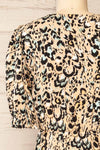 Frona Leopard Puffed Sleeves Button Up Dress | La petite garçonne back close-up