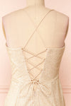 Frosti Champagne Sparkly Cowl Neck Maxi Dress | Boutique 1861 back close-up