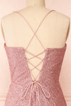 Frosti Mauve Sparkly Cowl Neck Maxi Dress | Boutique 1861 back close-up