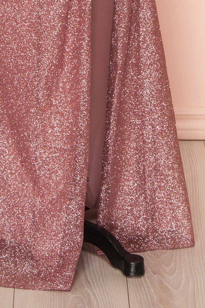 Frosti Mauve Sparkly Cowl Neck Maxi Dress | Boutique 1861 bottom