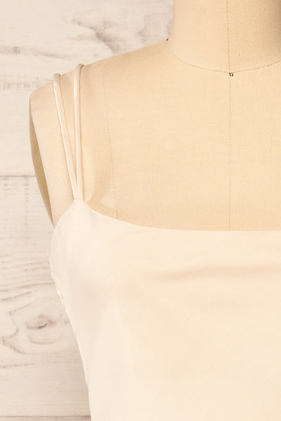 Frostwind Short Satin Dress w/ Double Straps | La petite garçonne  front close-up