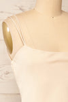 Frostwind Short Satin Dress w/ Double Straps | La petite garçonne  side close-up