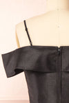 Fuengi Black Off-Shoulder Short Dress | Boutique 1861 back close-up