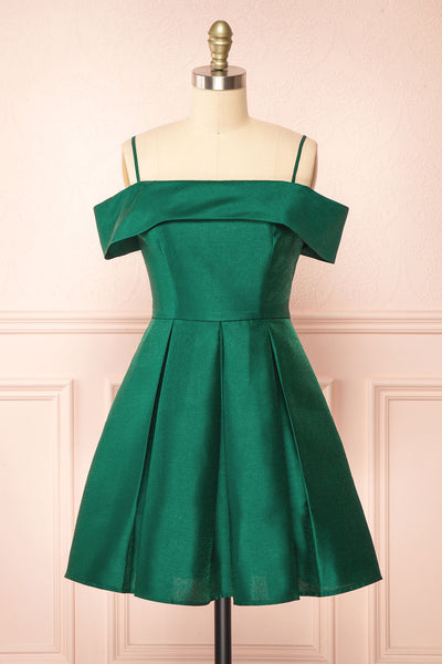 Fuengi Green Off-Shoulder Short Dress | Boutique 1861 front view
