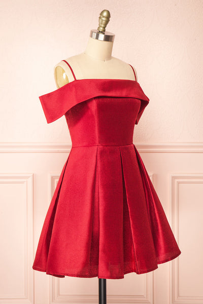 Fuengi Burgundy Off-Shoulder Short Dress | Boutique 1861  side view