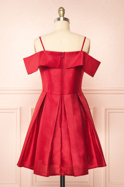 Fuengi Burgundy Off-Shoulder Short Dress | Boutique 1861  back view