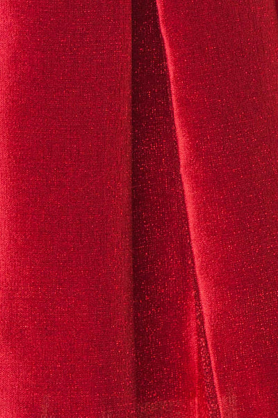 Fuengi Burgundy Off-Shoulder Short Dress | Boutique 1861 fabric