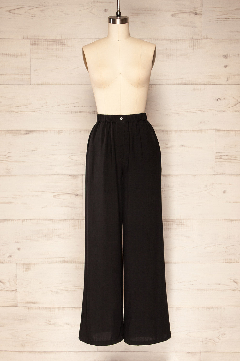 Fulgatore Black High-waisted Wide Leg Pants | La petite garçonne front view