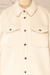 Funchal Ivory Oversized Fuzzy Shirt Jacket | La petite garçonne front close-up