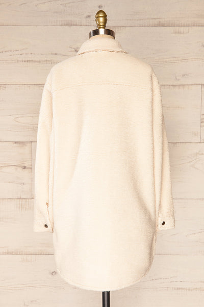 Funchal Ivory Oversized Fuzzy Shirt Jacket | La petite garçonne back view