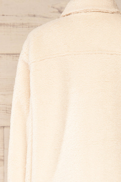 Funchal Ivory Oversized Fuzzy Shirt Jacket | La petite garçonne back close-up