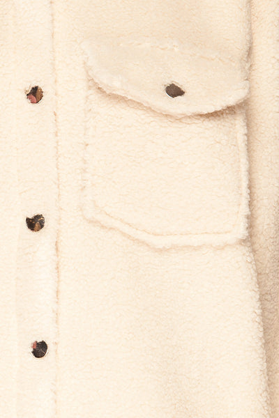Funchal Ivory Oversized Fuzzy Shirt Jacket | La petite garçonne fabric