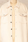 Funchal Ivory Oversized Fuzzy Shirt Jacket | La petite garçonne open close-up
