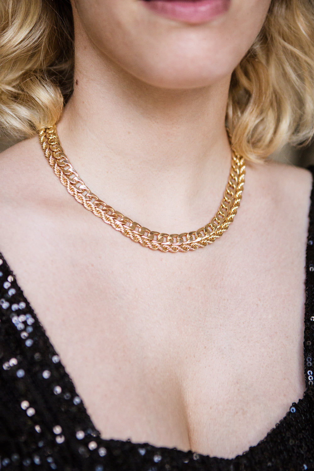 Furmir Gold Large Layered Choker Necklace | La petite garçonne  model