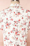 Fuujin White & Pink Floral Buttoned Crop Top back close up | Boutique 1861