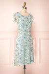 Fuyumi Pastel Blue Floral Short Sleeve Dress | Boutique 1861 side view