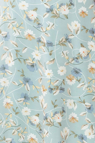 Fuyumi Pastel Blue Floral Short Sleeve Dress | Boutique 1861  fabric