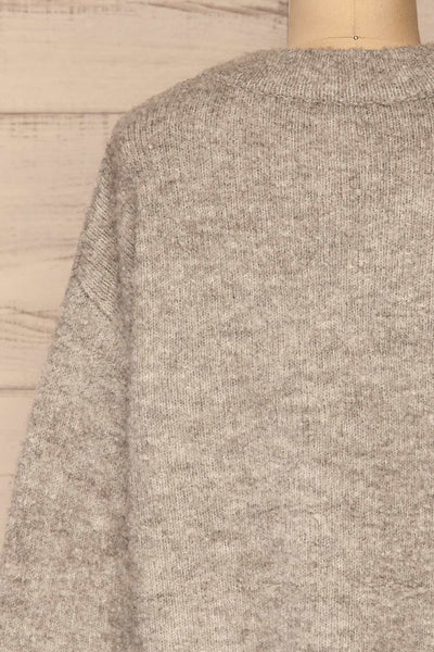 Gaand Grey V-Neck Knit Sweater | La petite garçonne back close-up