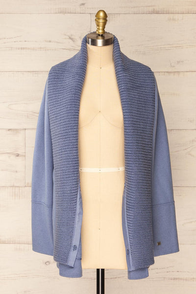 Gabby Blue Mid-Length Wool Coat w/ Belt | La petite garçonne open view