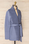 Gabby Blue Mid-Length Wool Coat w/ Belt | La petite garçonne side view