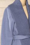 Gabby Blue Mid-Length Wool Coat w/ Belt | La petite garçonne side close-up