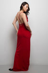 Gabella Red Fitted Polymorphous Gown | La petite garçonne back on model