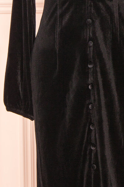 Gabrielle Chelsea Collar Fitted Velvet Midi Dress | La petite garçonne sleeve