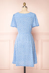 Gaby Blue Patterned Buttoned Midi Dress | Boutique 1861 back view