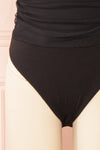 Gaelle Black One-Shoulder Tulle Bodysuit | Boutique 1861 bottom