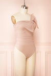 Gaelle Blush One-Shoulder Tulle Bodysuit | Boutique 1861 side view