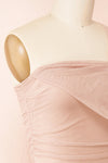 Gaelle Blush One-Shoulder Tulle Bodysuit | Boutique 1861 side close-up