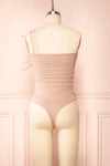 Gaelle Blush One-Shoulder Tulle Bodysuit | Boutique 1861 back view