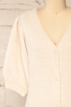 Galice Fluffy Knit Button-up Top | La petite garçonne front close-up
