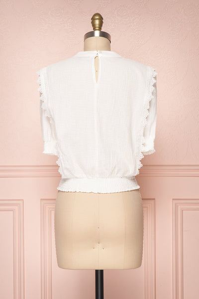 Gamagori White Short Sleeved Top w/ Lace Details | Boutique 1861 5