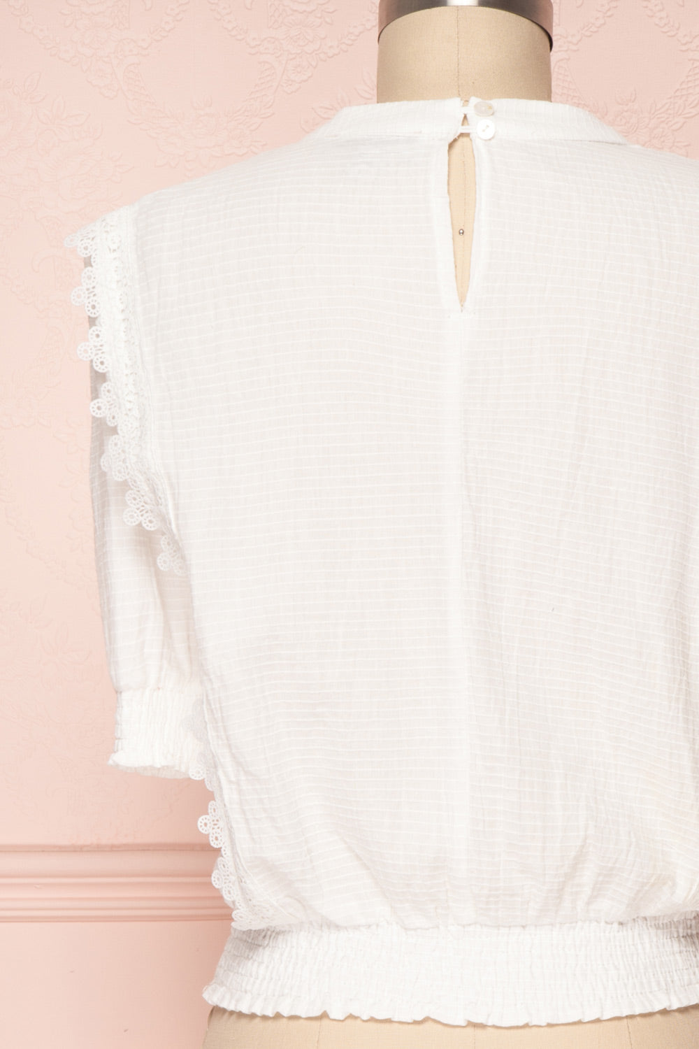 Gamagori White Short Sleeved Top w/ Lace Details | Boutique 1861 6