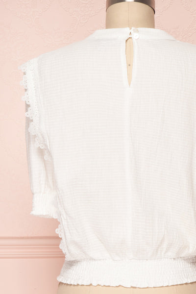 Gamagori White Short Sleeved Top w/ Lace Details | Boutique 1861 6