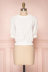 Gamagori White Short Sleeved Top w/ Lace Details | Boutique 1861 1