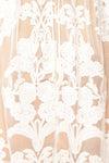 Ganna Short White Mesh Dress w/ Floral Embroidery | Boutique 1861 fabric